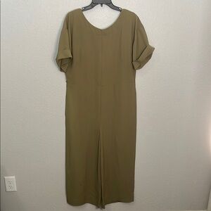 Everlane Green Triacetate Wide Leg Jumpsuit Size 8 *missing belt